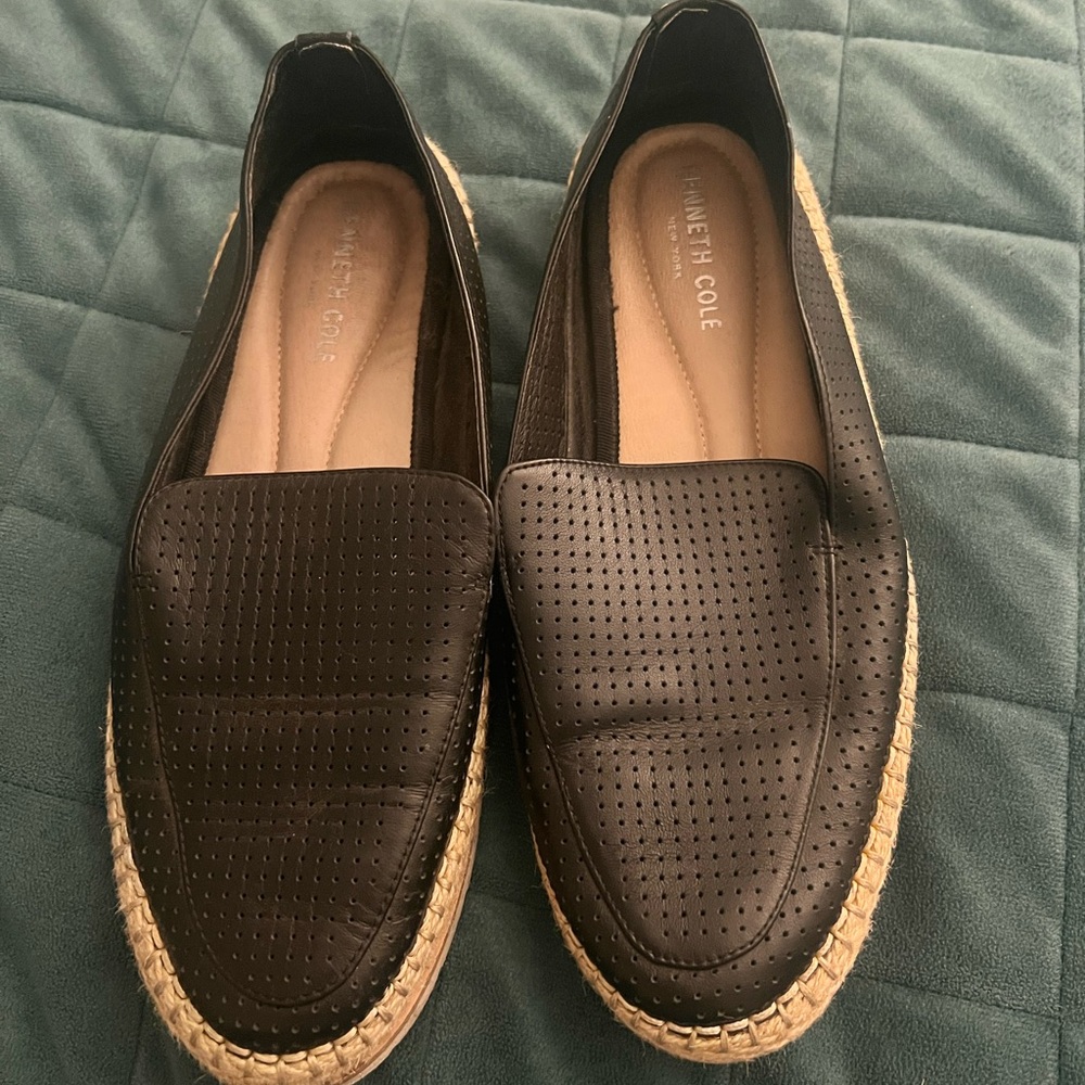 Kenneth Cole Black Perforated Espadrille‎ Loafers